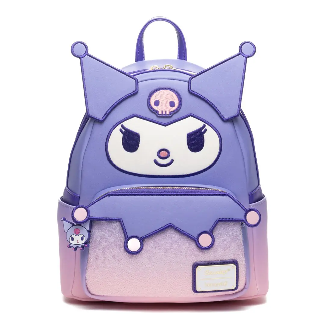 Loungefly Sanrio Kuromi Sequin Cosplay Pink Faux Leather Women's Mini Backpack, Compact Fit for Casual Outings, Pink Backpack, Mini Bag, Cosplay Look, Sequin Front, 707 Street Exclusive, Gold-Tone Hardware, Adjust Straps, Funky Women's Fashion Backpacks