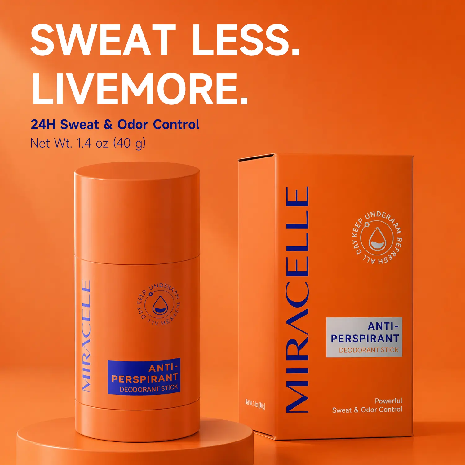 MIRACELLE Anti-Perspirant Deodorant Stick for Women & Men, 40g, Tea Tree Oil + Niacinamide, Sweat & Odor Control, Long-Lasting Freshness, Smooth Glide Invisible Finish, Daily Underarm Care, High-Performance for Outdoor Play