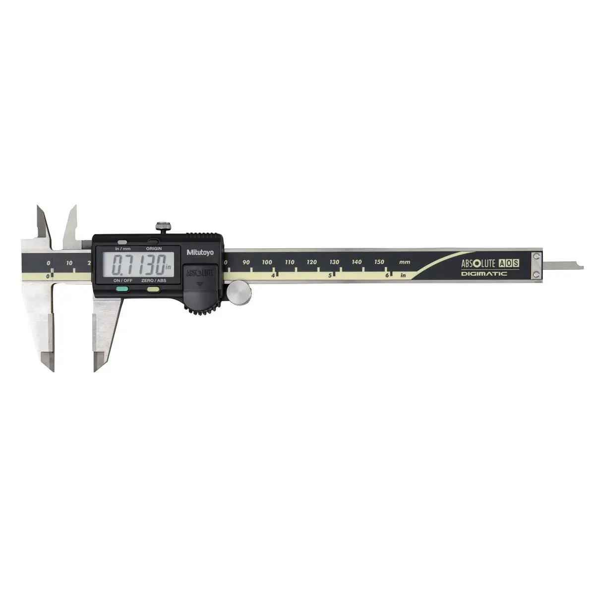 Mitutoyo 0-6 in Fast-Accurate Digital Callipers - AOS Absolute Model with Carbide-Tipped Outdoor Jaw, ABS Sensor, Electromagnetic Inductive Sensor, Environmental Resistance, Improved Dependability, Workshop Use, Batteries Included, 3.5 Years Battery Life