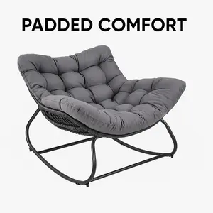 Lazy Sofa Rocking Chair with Thick Cushion Cozy Home Lounge Chair for Living Room & Bedroom Padded Comfort