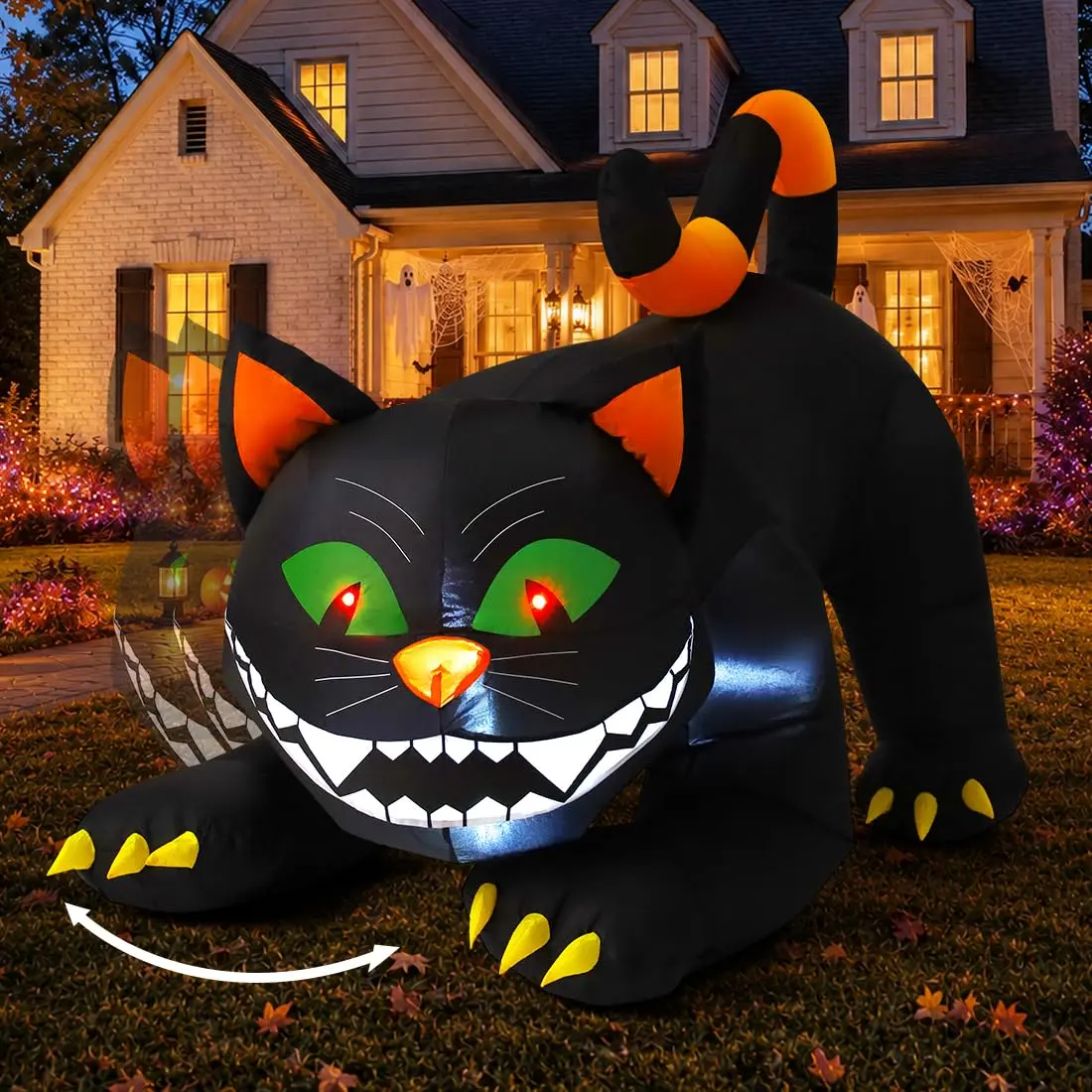 6 FT Halloween Inflatable Black Cat, Large Size Outdoor Yard Decor with Spooky Eyes, Moving Head & Built-in LEDs for Indoor Party Garden Lawn Inflatable Decor