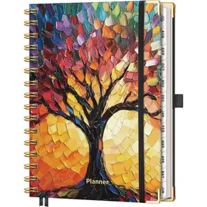 Academic Planner 2026-2027, July 2026 - June 2027, Weekly and Monthly, 5.7" x 8.3" Hardcover Spiral-Bound Calendar Agenda, 12-Month Tabs, for Women Students School, Colourful Tree
