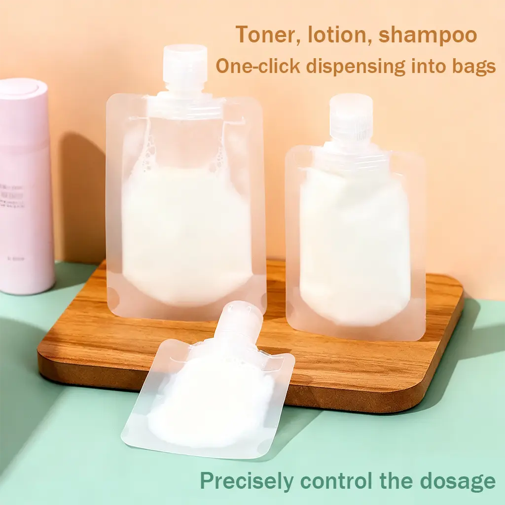 21-piece set of transparent portable refill bags, travelshower gel, shampoo, facial cleanser sample storage bag durable makeup