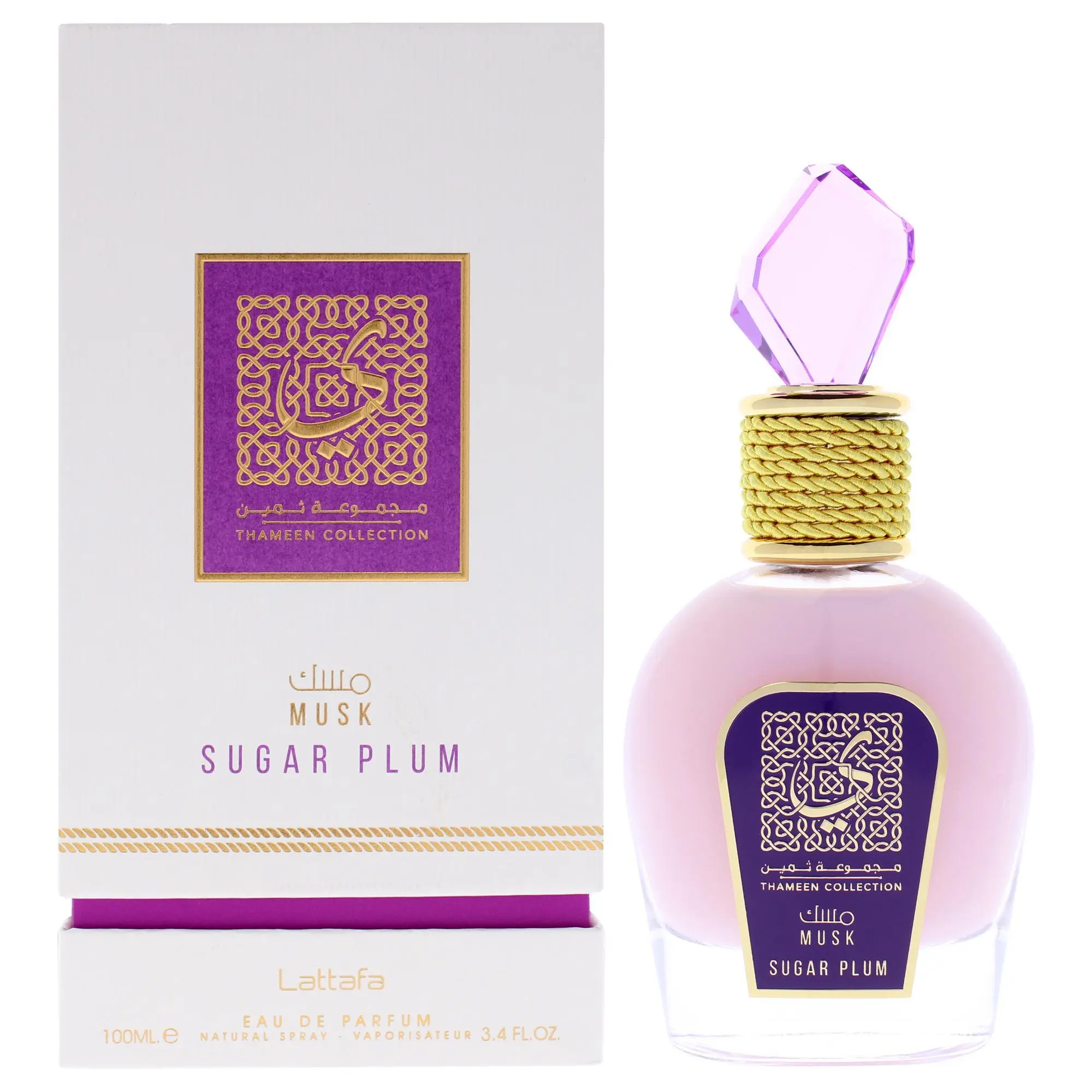 Thameen Collection - Musk Sugar Plum Unisex Musk Unisex Fragrance by Lattafa, 3.4 fl oz EDP Spray, Long-Lasting Scent, Purple Cap, Musk Plum