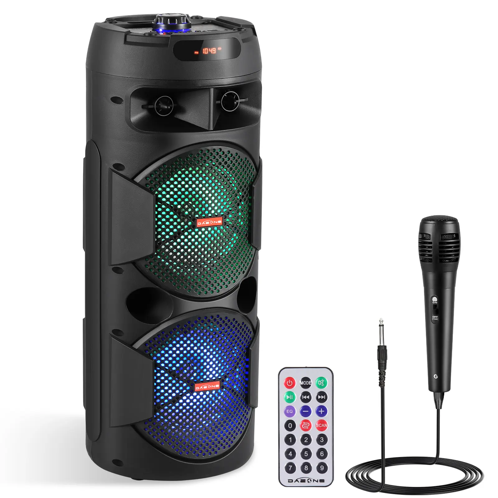 Portable Bluetooth Speaker Dual 6.5" SubWoofer Rechargeable Wireless Speaker Party Sound Box AUX / TWS / FM / Remote Control / Microphone / LED Audio