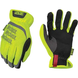 : Hi-Viz FastFit Work Gloves with Secure Fit Elastic Cuff, Reflective and High Visibility, Touchscreen Capable, Safety Gloves for Men, Multi-Purpose Use (Fluorescent Yellow, Large)