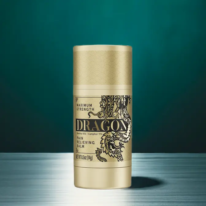 Dragon Joint & Muscle Balm Gold Max Travel Size Roll-Up 0.5oz Deep Acting Body Balm for Muscle Joint Recovery Daily Discomforts Fast Acting Soothing Menthol Cooling Plant-Based Therapy Fitness Recovery & Therapeutic Wellness Treatment