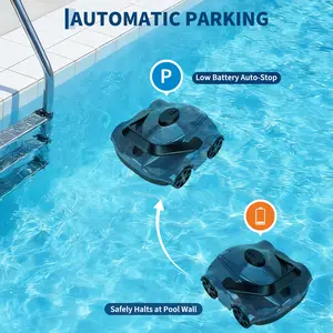 Self Parking Automatic Pool Cleaner for Above Ground Pools, Long Running Battery Operated Robotic Vacuum with Efficient Filtration