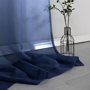 KOUFALL Navy Blue Sheer Curtains 84 Inch Length 2 Panels Set, Print Nautical Ombre White and Dark Blue Pattern Curtains for Boys Bedroom Living Room