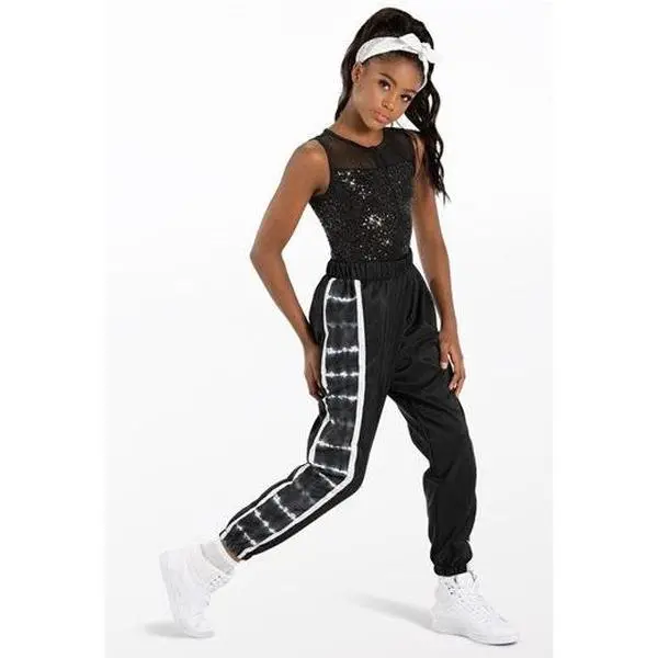 Pre-Owned Costume Weissman  14121 Medium Adult Black Striped Pants Hip Hop Sequin