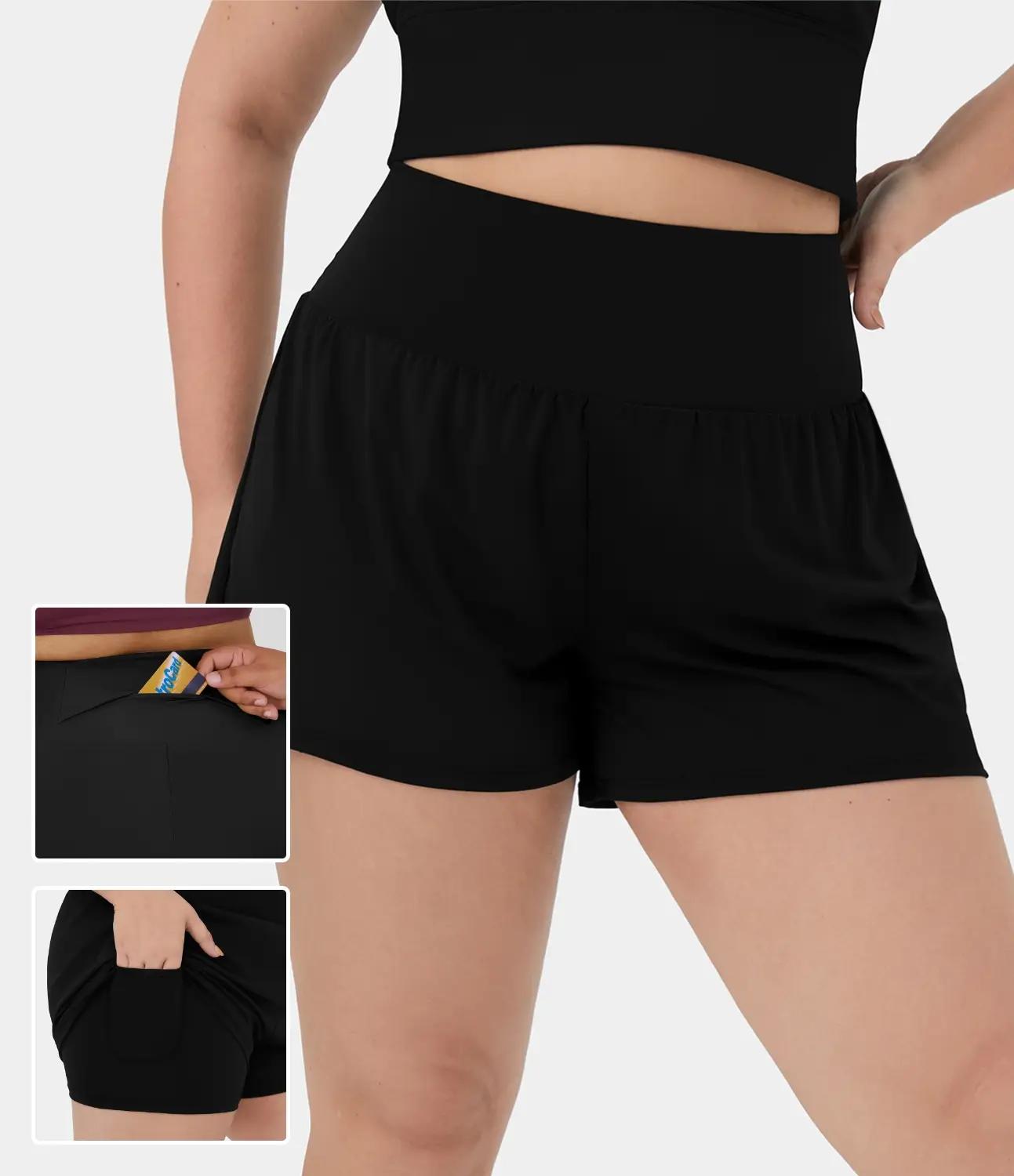 Halara Back Pocket Plus Side Hidden Pocket 2-in-1 Gym Plus Size Shorts 2.5'' #summervibes#summer#dealsforyoudays Shortpants