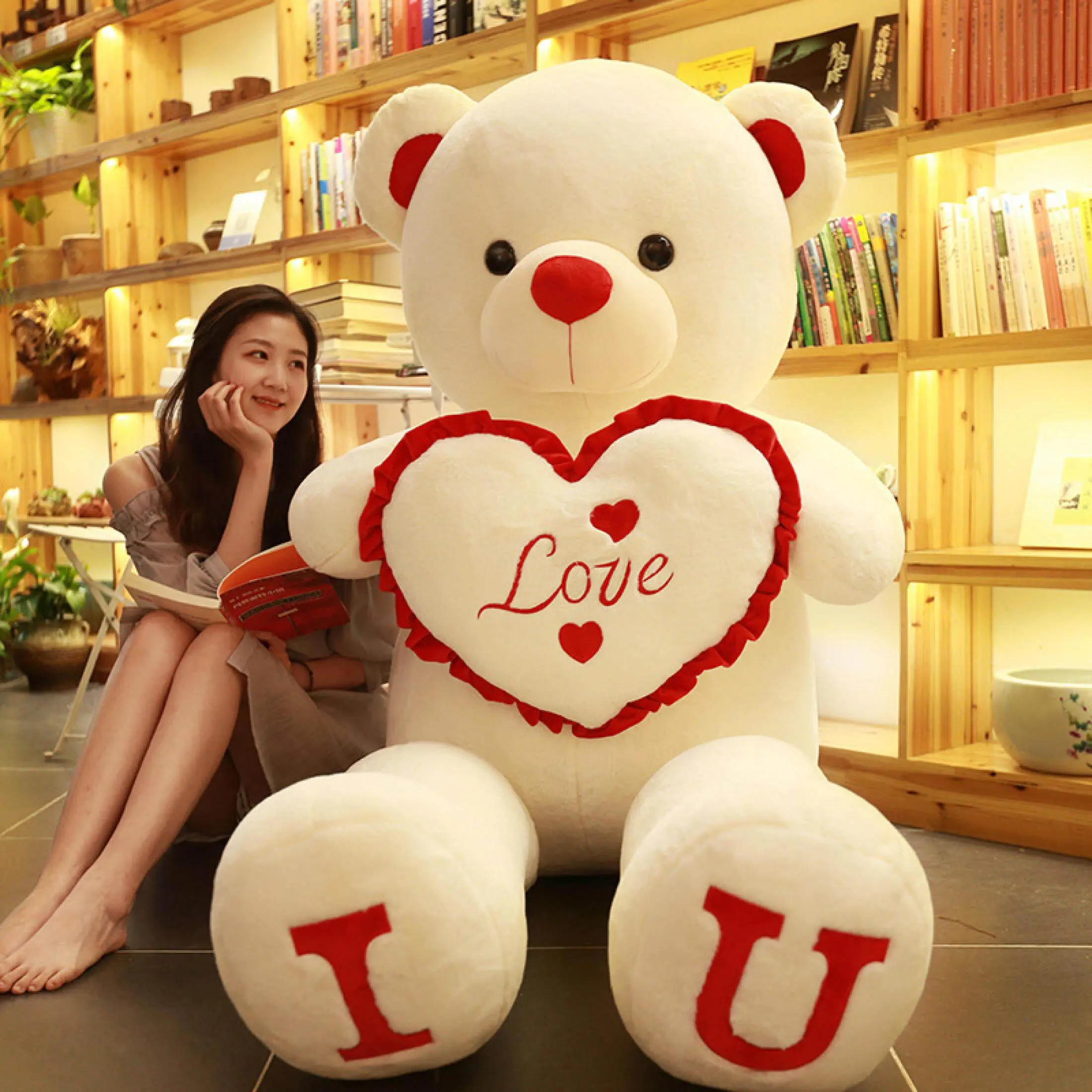 80/100cm Big LOVE Bear Plush Toy Lovely Huge Stuffed Soft Bear Doll Lover Bear Kid Toy Girlfriend Valentine's Day Birthday Gifts