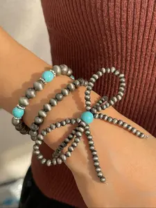 Vintage Simple Style Beaded Bracelet Set, Fashion Turquoise Decorated Jewelry for Party, Daily Clothing Decor, Trendy All-match & Exquisite Jewelry for Birthday Gift, High Quality Bracelet