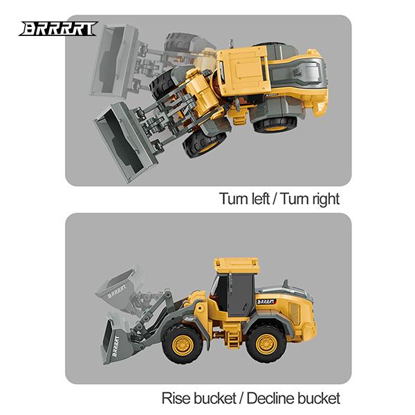 BRRRRT 1/64 Mini Bulldozer Toy, Remote Control Bulldozer, 8 CH Full Proportion Construction Vehicles with Metal Sounds, RC Toys for Kid Boys and Girls Age 3+