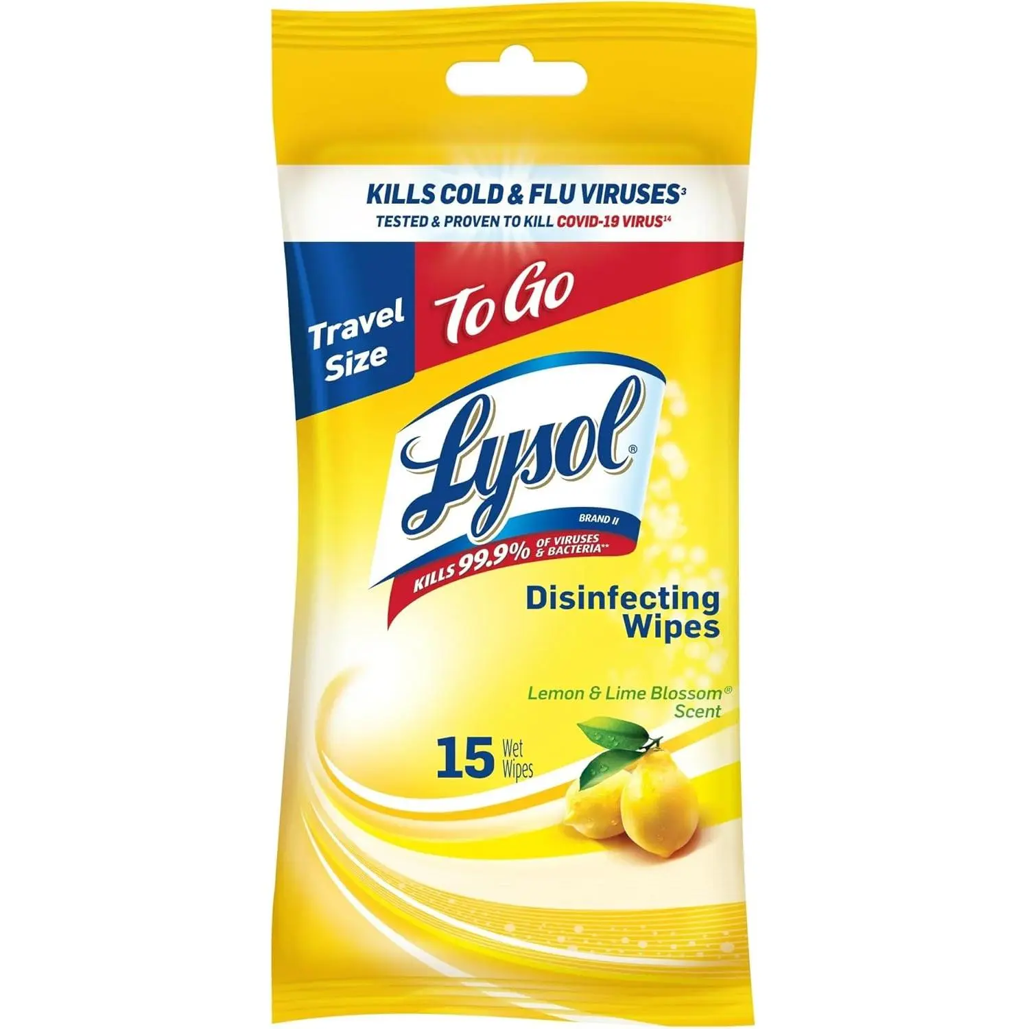 2 Pack Lysol Disinfecting Wipes To-Go Flatpack Lemon & Lime Blossom - 15ct