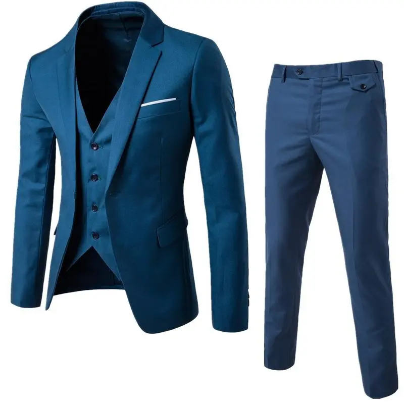 Men's suit two piece Korean style slim suit men's business professional formal wear best man groom 3 piece suits