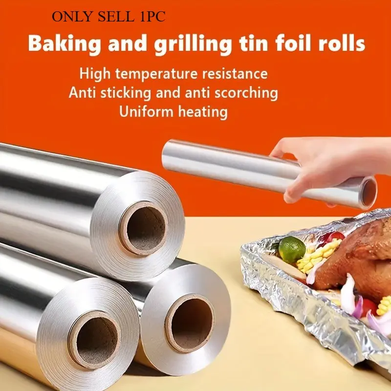 1 roll Advanced Thick Aluminum Foil Roll - Multi layer Heat resistant, Suitable for Food, Baking, Barbecue, and Cooking - Perfect for Barbecue, Kitchen Use, and Outdoor Picnicking Kitchenware Foil Cover, Aluminum Foil Food Covers