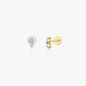 Mini Shimmer CZ Titanium Flat Back Stud (Single)