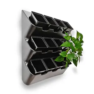 BOXSAND-12 Vertical Planter (24"x26") - 12 Plants, Black Color + Square Black Pots