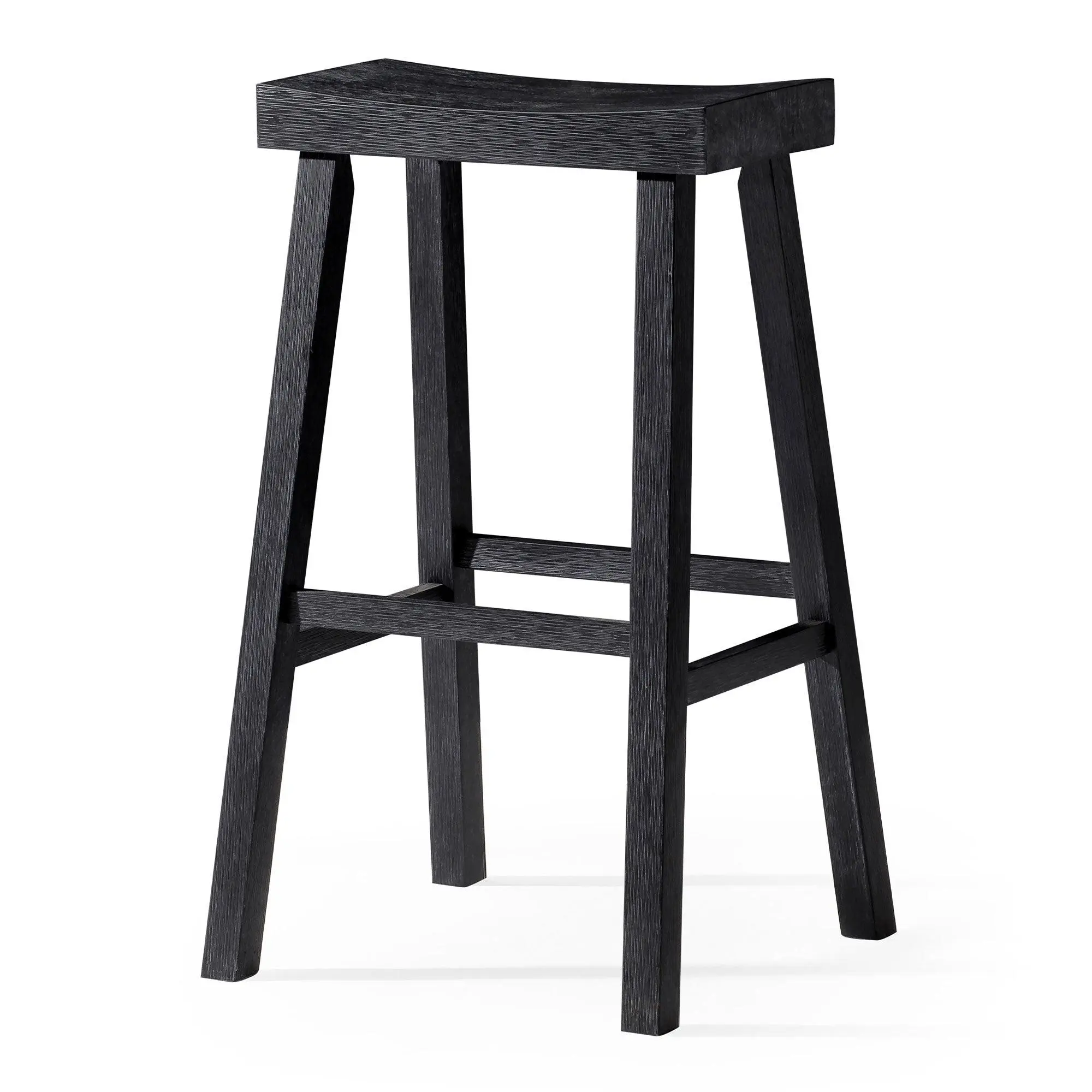 Maven Lane Vincent Wooden Rustic Aesthetic Kitchen Bar Stool, Antiqued Black Finish Maven Lane Vincent Wooden Rustic Aesthetic Kitchen Bar Stool, Antiqued Black Finish