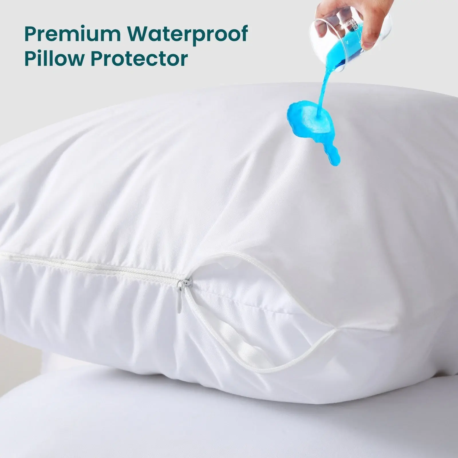 Pillow Covers Zippered 100% Waterproof 2-4-6 Pack Standard-Queen-King Pillow Protectors