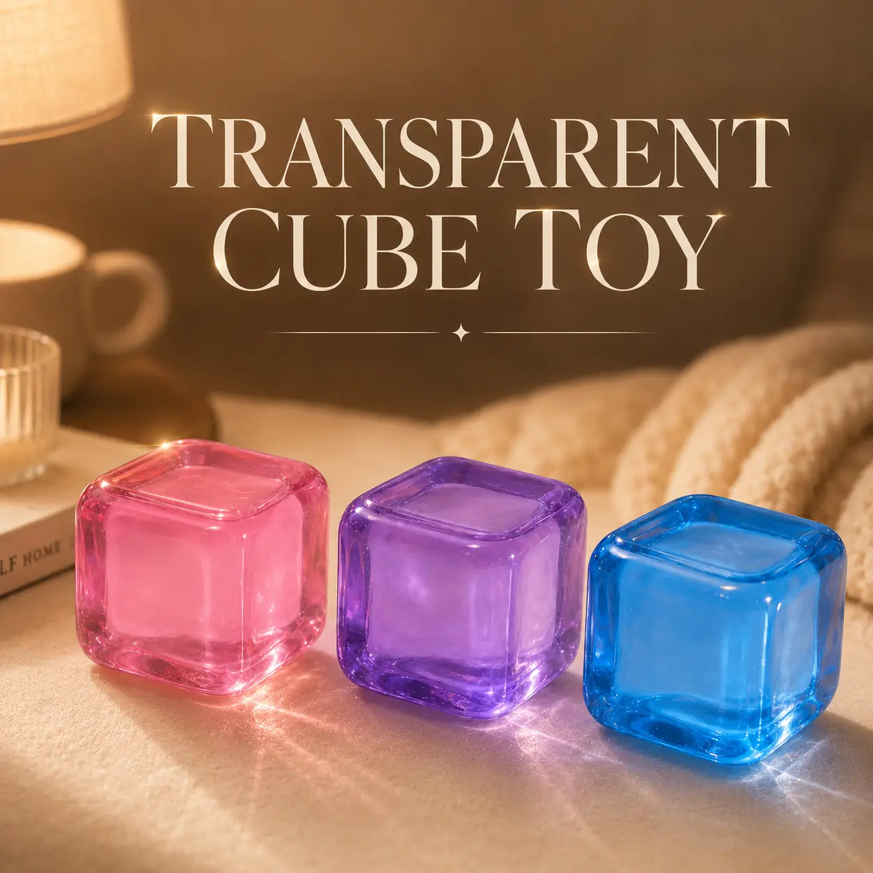 Transparent crystal-like cube jelly ice blocks—highly elastic, soft, and moldable stress-relief toys suitable for children aged 6–8 and adults to soothe emotions; squeeze toys.