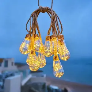 10led Solar String Lights, Waterproof Fairy Lights for Outdoor Decor, Christmas Garden Wall Balcony Decoration, 16 LED Rope Lamps