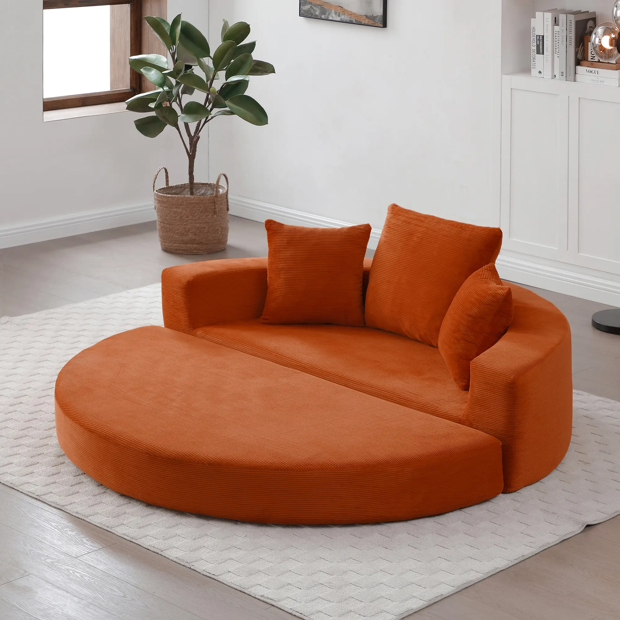 Convertible Sofa Couch Bed Multi-Functional Circular Adjustable Futon No Assembly Compressed Corduroy Floor Lounge Sofa for Apartment Office Bedroom Living Room, Living Room Furniture for Apartment, Lounge, Family Room, Office and Home Seating
