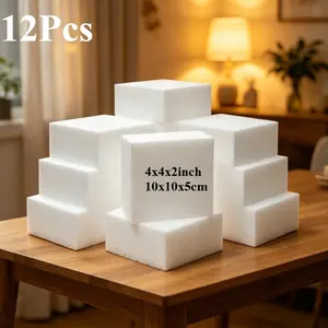 Foam Blocks - 12 Pieces, 4x4x2 Inches, Ideal for Floral Arrangements, Craft Projects, Craft Embellishments, and Flower Display Setup
