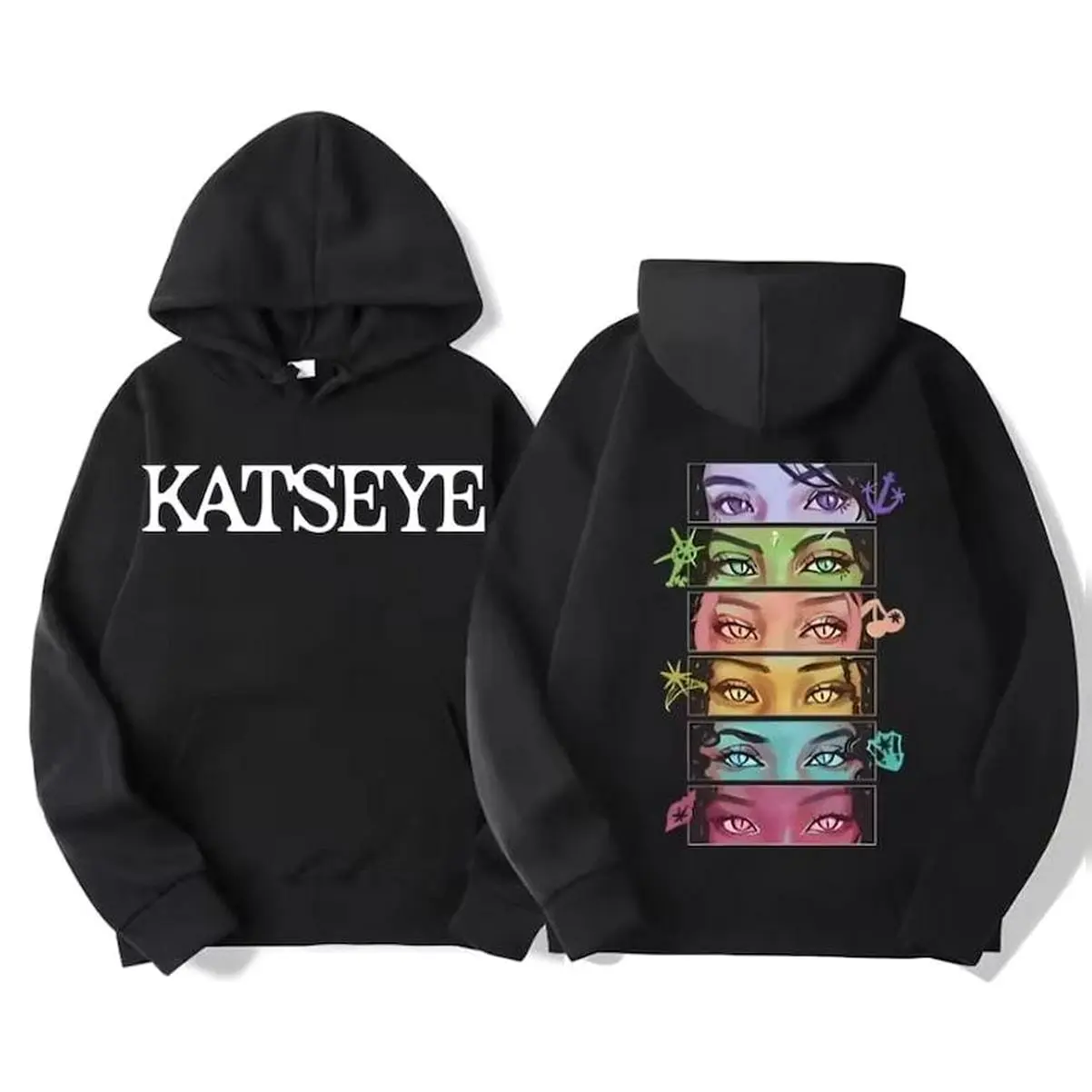 Women's Katseye Kpop Vintage Graphic Print Hoodie - Soft Cotton Long Sleeve Beautiful Chaos Tour Merch Tee, Casual Street Style Sweatshirt with Comfortable Fabric, Beach, Polyester, Garment, T-Shirt, Comfy, Everyday, Top, Light, Fit, Round Neck, Sweaters,