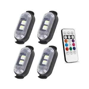 RGB Led Aircraft Strobe Light Remote Wireless Motorcycle Flash Light Warning Lights for Bike Car Multifunctional