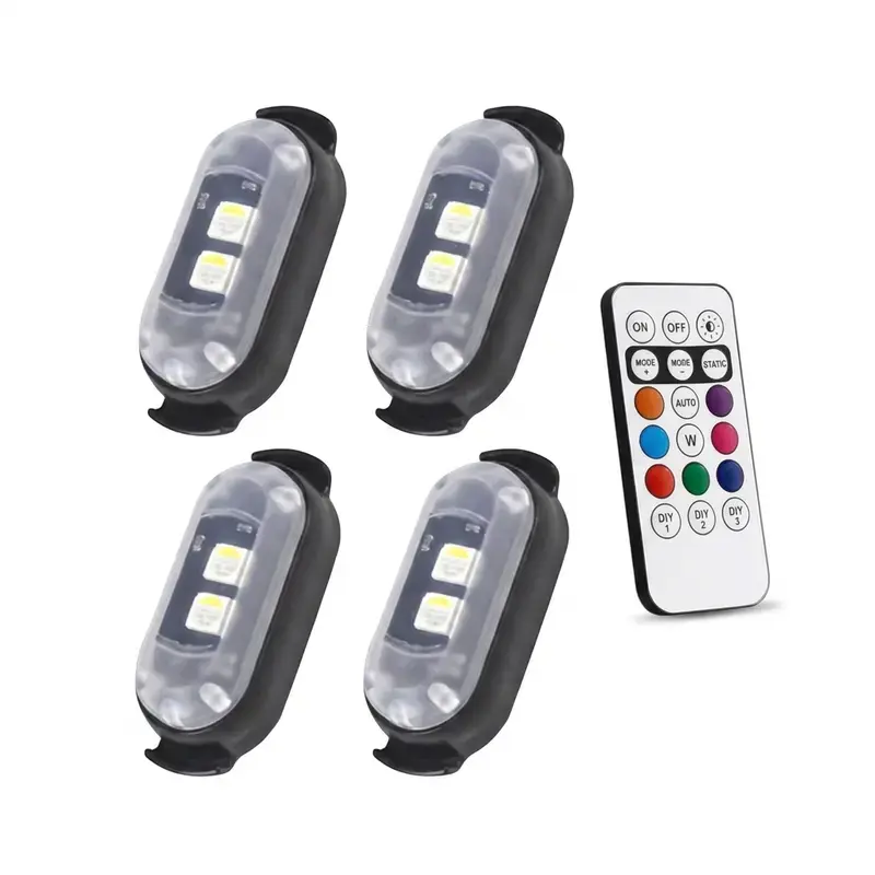 RGB Led Aircraft Strobe Light Remote Wireless Motorcycle Flash Light Warning Lights for Bike Car Multifunctional