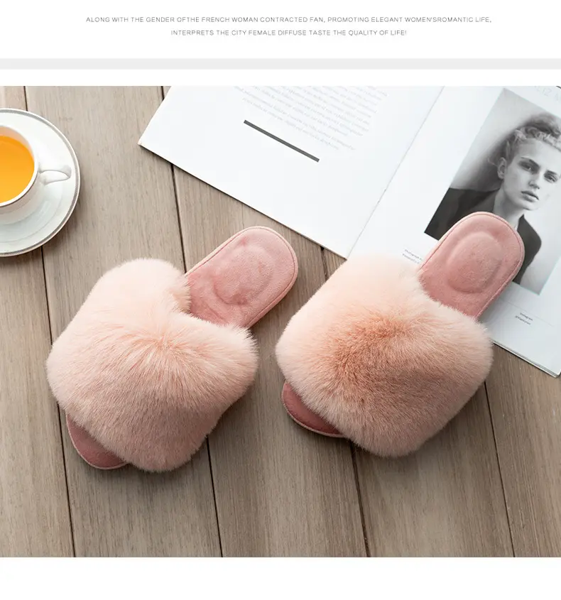 New Year Gift, Woman's Cute and Comfortable Fur Slippers,soft comfortable fluffy home slippers,warm slippers for