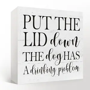 Letter Pattern Tabletop Desk Ornament, 1 Count Modern Square Plaque for Home Office Yard Balcony Garden Bar Decor, Home Decor Supplies