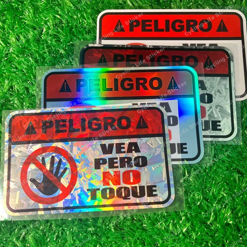 1PC No Touching Sign Motorcycle Sticker for Car Windshields, Triangle Windows, Bumpers, Trucks, Electric Vehicles, Motorcycles, Laptops, Tablet Decals, Waterproof, Sunscreen, Scratch Covering Accessories, Spanish Themed Warning Stickers