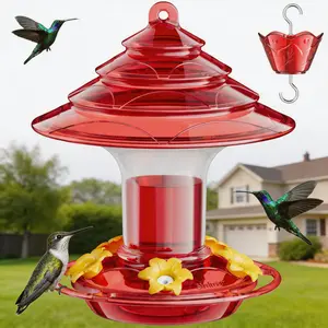 Birdream Hummingbird Feeder for Outdoors Hanging, 20oz Hummingbird Feeders with 5 Bee Guard Feeding Ports & Built-in Ant Moat Brush Leak-Proof for Outside Gifts for Women