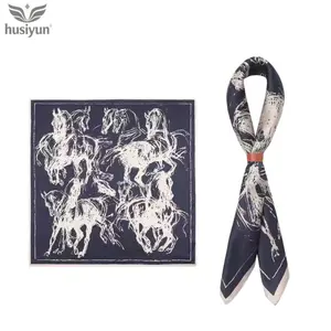 dragon scarf Abstract horse design men’s small square scarf, pure mulberry silk silk scarf, shirt handkerchief, British vintage literary style small scarf