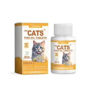 Yegbong Cat Multivitamin Fish Oil Tablets, Skin & Coat Care Supplement for Nourishing Dry Skin and Promoting Shiny Fur