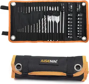 AISENIN Heavy Duty Tool Roll Organizer Rolling Tool Bag Pouch Portable Tool Storage Bag for Drill Bits Socket Set（Tools not Included)