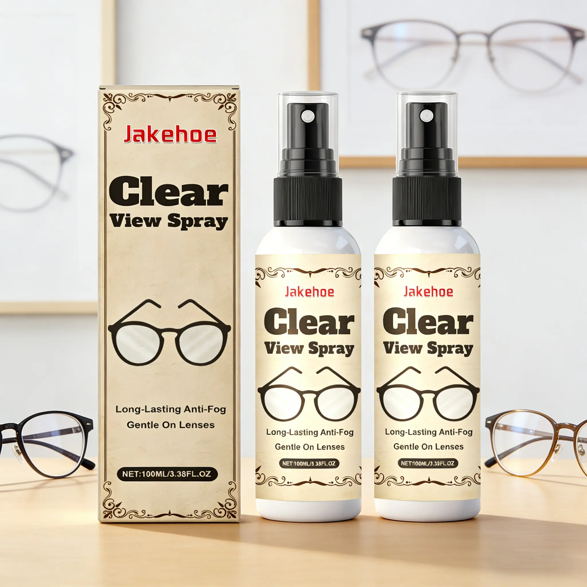 2-Pack Anti-Fog Spray For Glasses (100ml*2), Maintains Glasses, Prevents Lenses From Fogging Or Scratching, Ensures Clear Vision, Refurbishing Spray, Portable, Easy To Carry, Suitable For Humid And Fog-Prone Weather