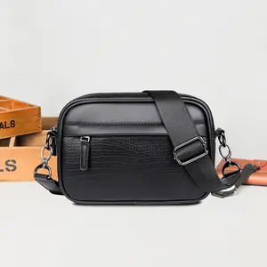 Men's Slouchy Shoulder Bag: Portable, Lightweight, Minimalist Black Crocodile Pattern, Ideal for Travel, Hiking, Business Trips, Daily Wear – A Stylish & Casual Gift for Young Adults and Students