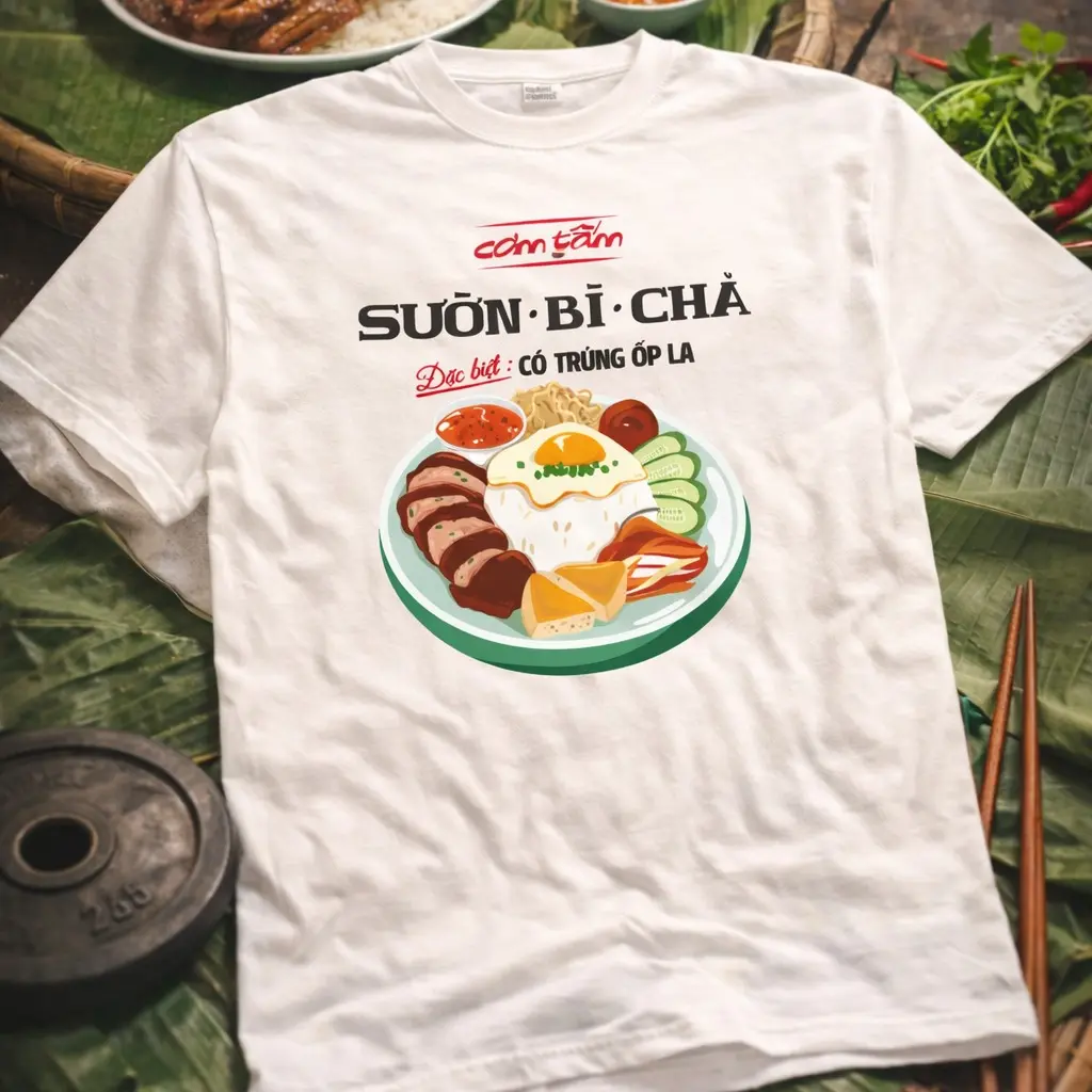 Com Tam Suon Bi Cha T-Shirt | Vietnamese Food Shirt | Saigon Rice Plate Tee | Vietnam Street Food Graphic T-Shirt