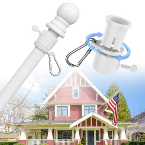 Barcetine Stainless Steel Tangle-Free Heavy-Duty Flag Pole for 3x5 US Banners, Outdoor Decor, Home Porch Use (Only Pole)