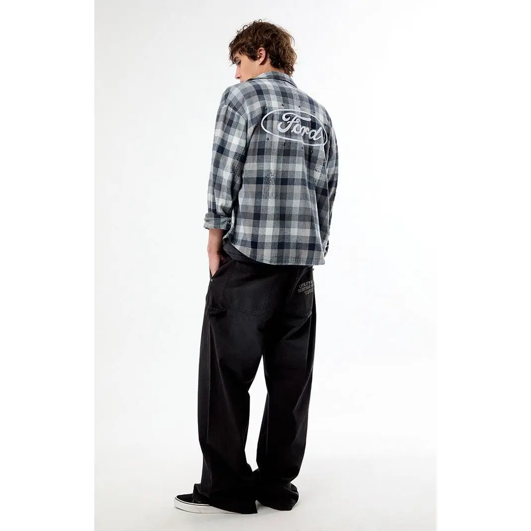 FORD Men's Logo Flannel Long Sleeve Shirt