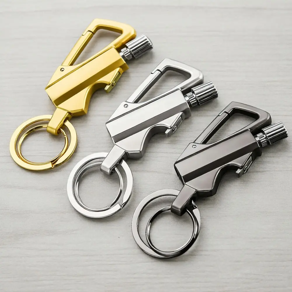3-In-1 Waterproof EDC Gear Fire Starter Keychain Form - Reusable Match, Lighter Keychain, Bottle Opener (Lighter Fluid Not Included) Small Size Single Unit for Women's Adult Outdoor Survival
