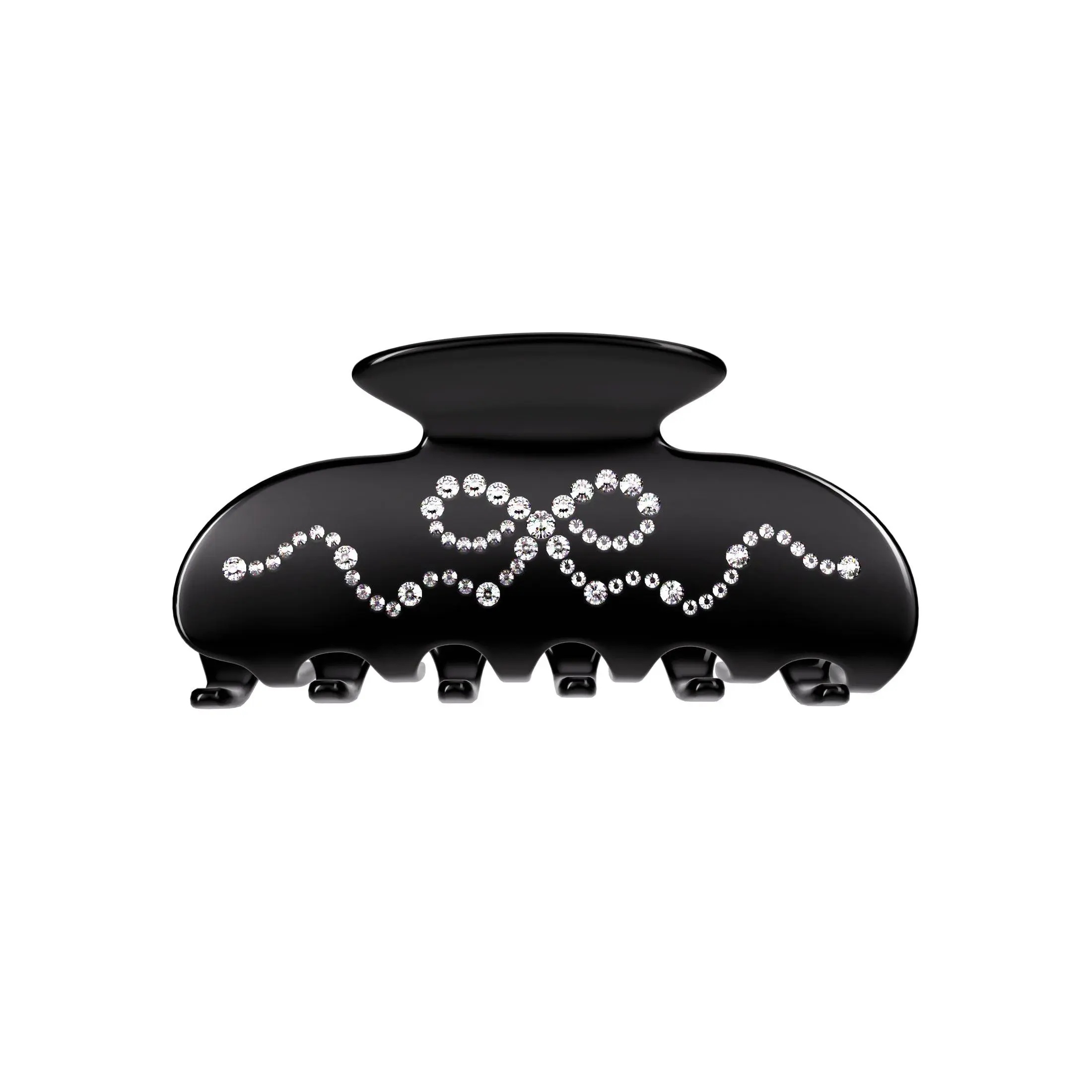 Black Crystal Bow Hair Clip