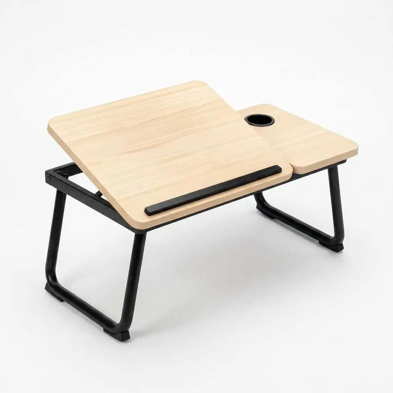 Folding Laptop Bed Desk with Angle Adjust, Metal Legs, Cup Holder, Foldable Ergonomic Tray for Work, Study, Portable Stand for Laptop & Tablet (No Assembly Needed) adjustable