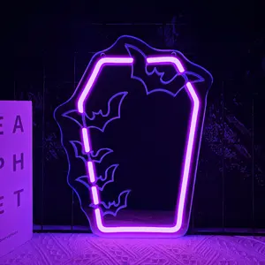 Halloween Coffin RIP Neon Mirror Sign,Halloween Horror Decor,Gothic Horror Room Decor,Spooky Gifts for Halloween,Halloween Gifts Party Coffin Decor,Gothic Lover Gift