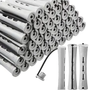 60 Pcs Perm Rods Natural Long Short Hair Perm Rods with Elastic Rubber Band Non Slip Plastic Perming Cold Wave Kit for Women Hairdressing Styling Tool