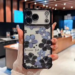 Midnight Bloom for Phone Case for iPhone 16 Pro Max 15 Pro 14 13 12 11 XR XS SE Mini Elegant White Floral Soft TPU Shockproof Protective Cover Gift